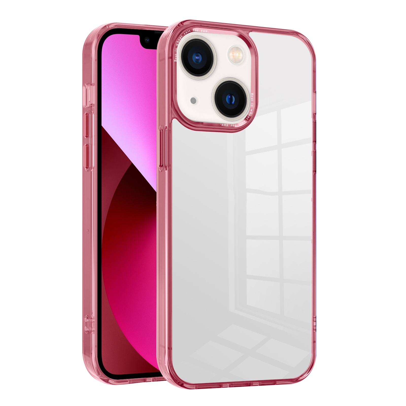 For iPhone 13 Ice Color Clear PC Hybrid TPU Phone Case(Pink) - Shopkiz.com