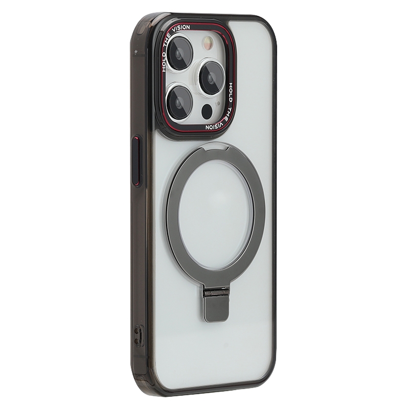 For iPhone 12 Pro Max Starlink Stand Clear Magsafe Phone Case(Black) - Shopkiz.com