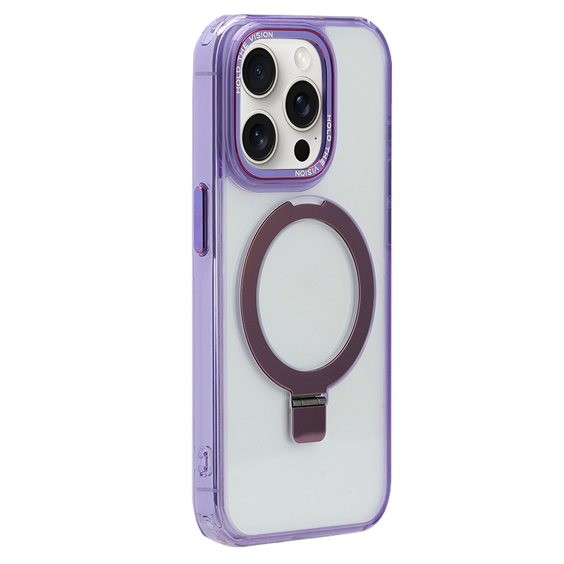 For iPhone 15 Pro Max Starlink Stand Clear Magsafe Phone Case(Purple) - Shopkiz.com