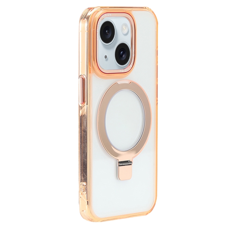 For iPhone 15 Plus Starlink Stand Clear Magsafe Phone Case(Orange) - Shopkiz.com