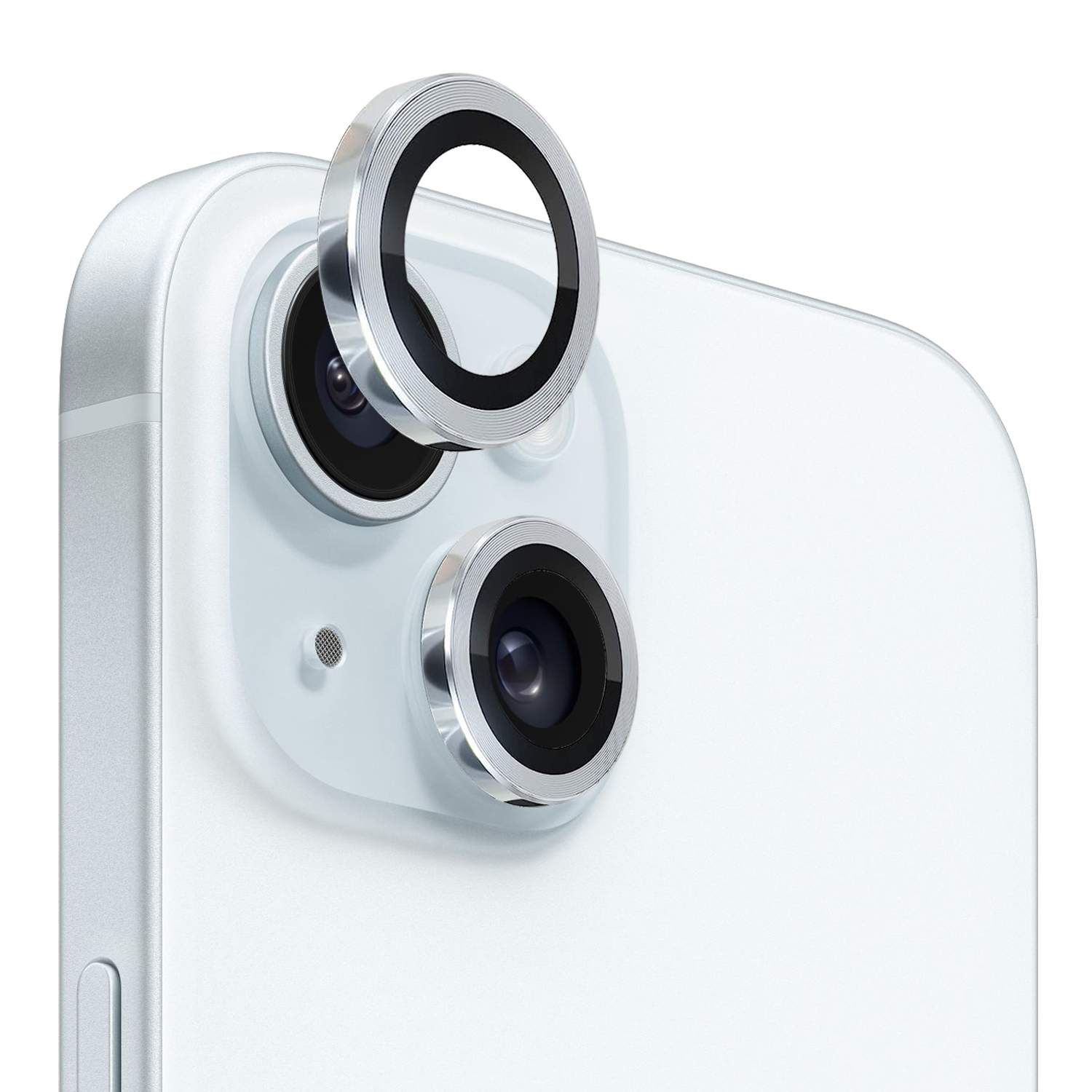 For iPhone 15 / 15 Plus NORTHJO Camera Lens Protector Tempered Glass CD Vein Metal Ring Film(Silver) - Shopkiz.com
