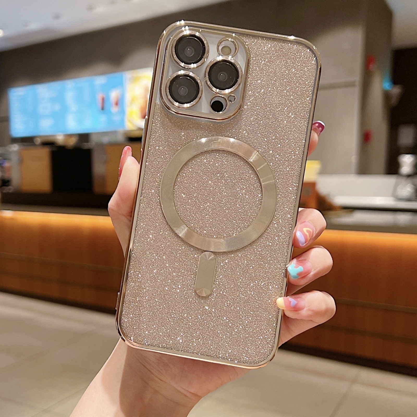 For iPhone 13 Pro Max Glitter Electroplating MagSafe TPU Phone Case(Gold) - Shopkiz.com