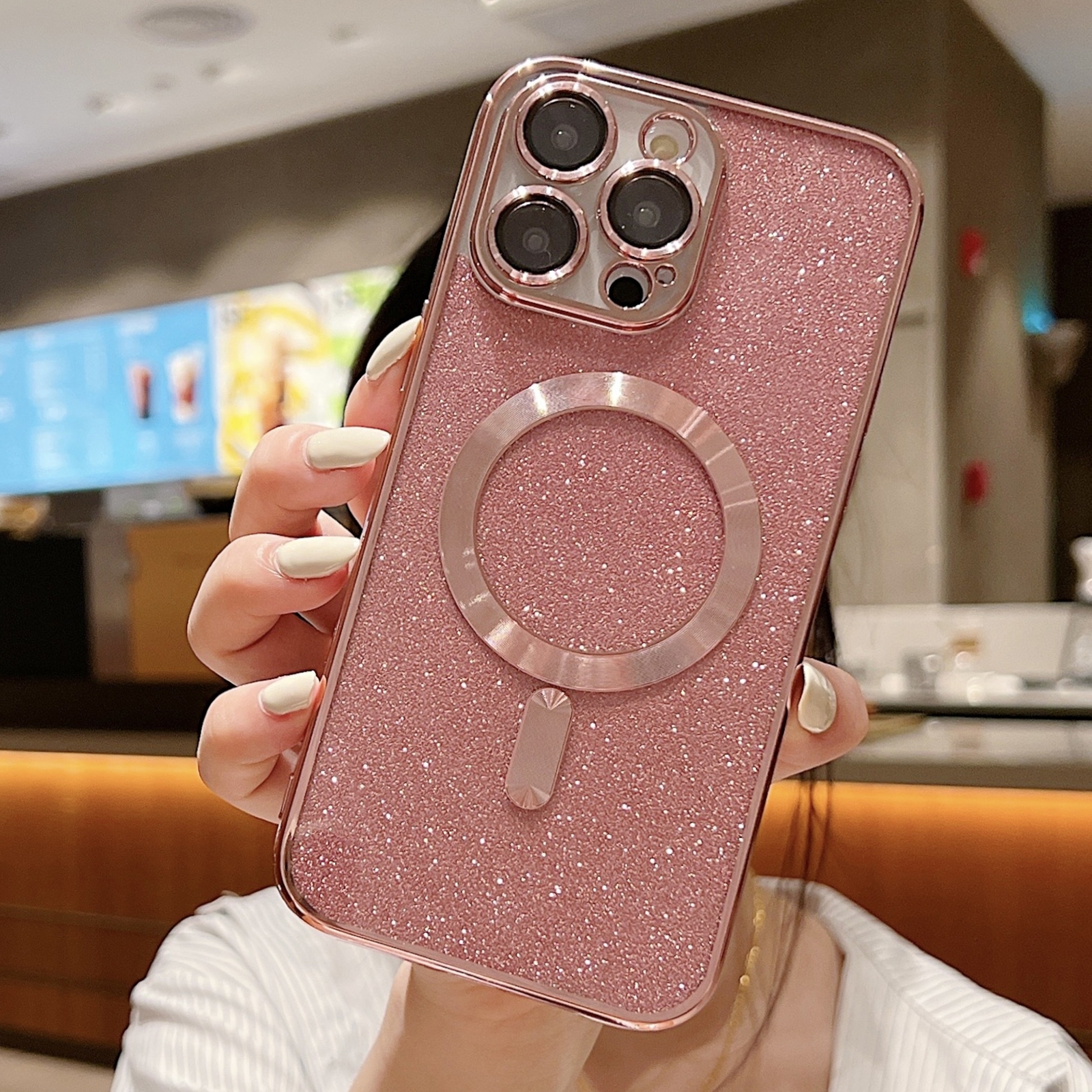 For iPhone 13 Pro Glitter Electroplating MagSafe TPU Phone Case(Rose Gold) - Shopkiz.com