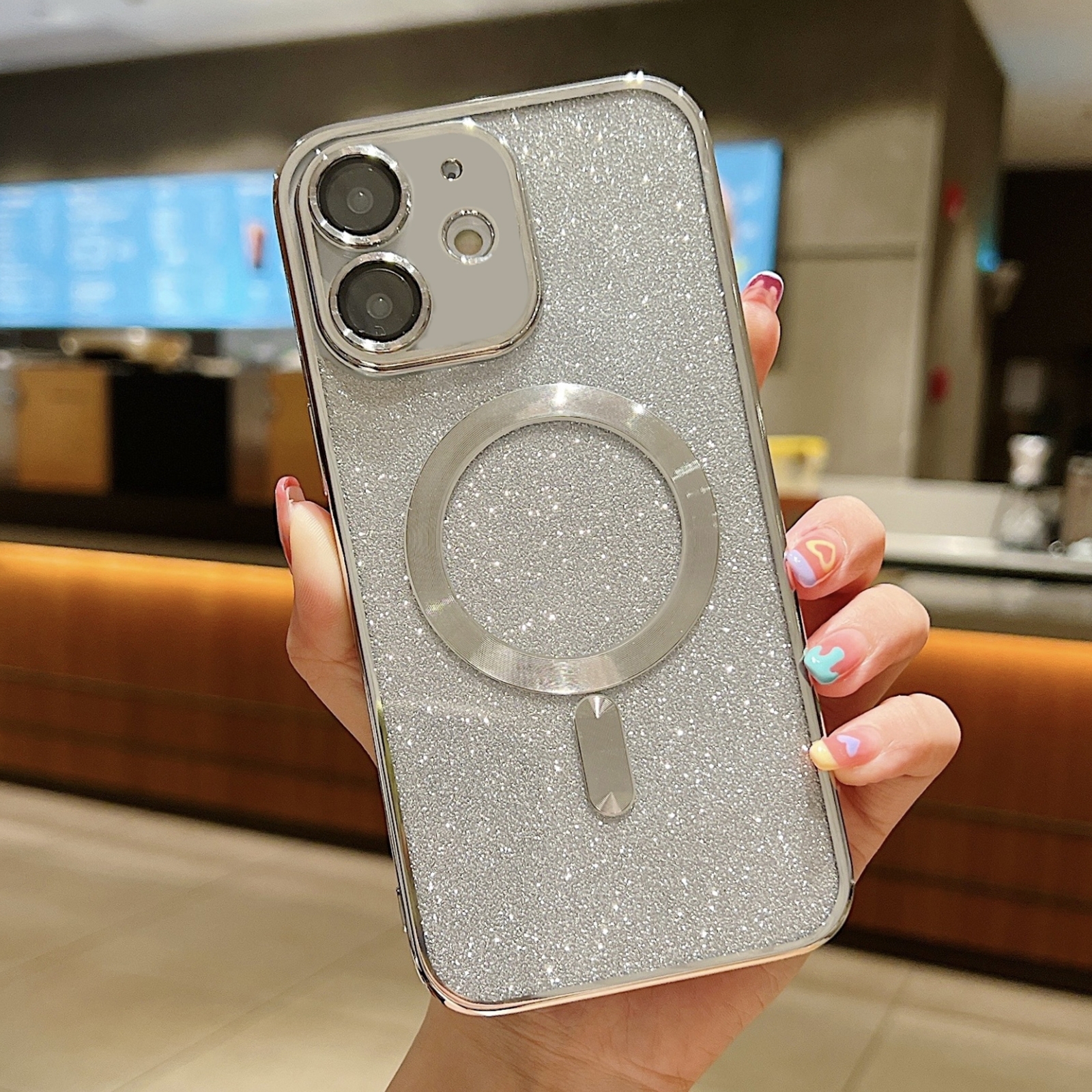 For iPhone 12 Glitter Electroplating MagSafe TPU Phone Case(Silver) - Shopkiz.com