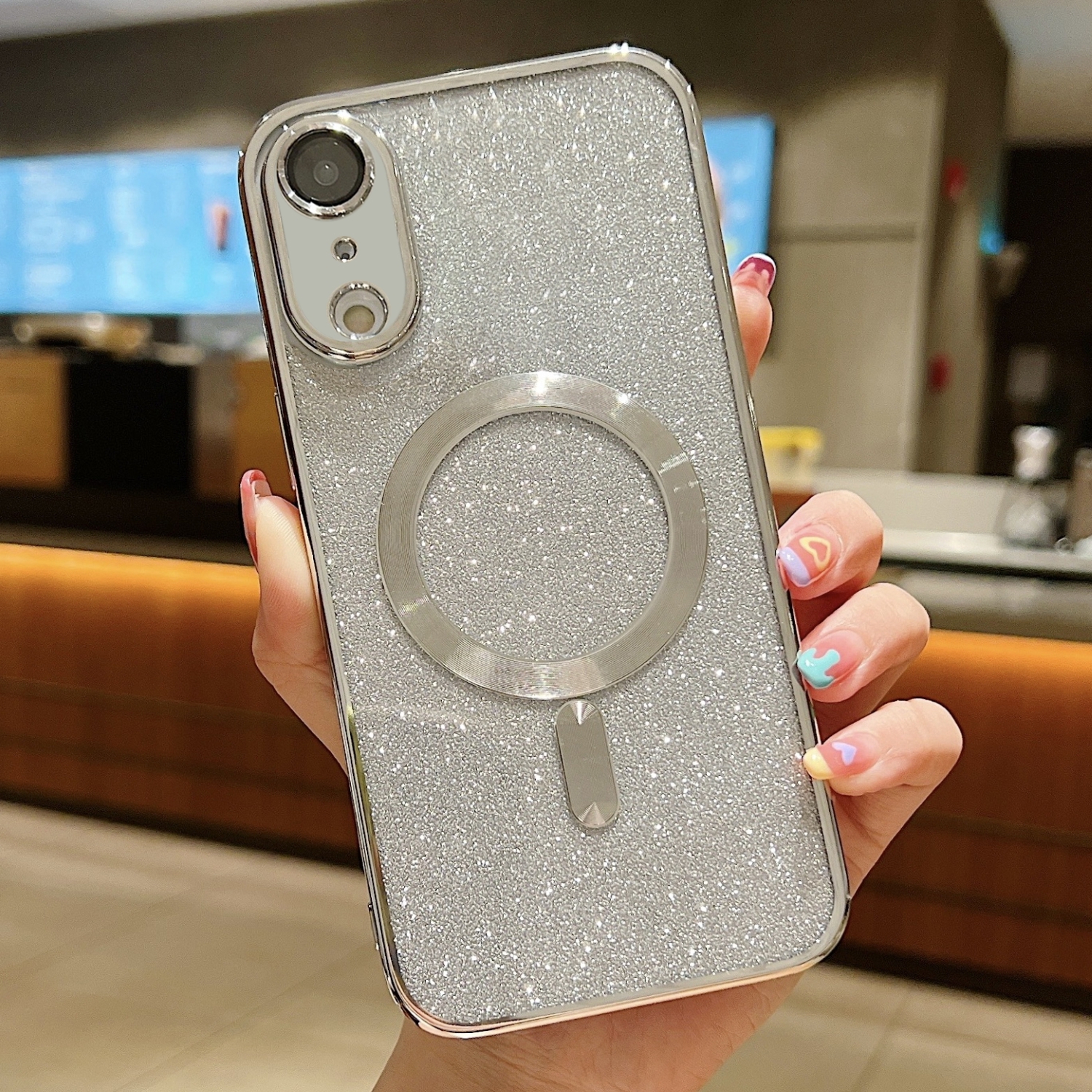 For iPhone XR Glitter Electroplating MagSafe TPU Phone Case(Silver) - Shopkiz.com