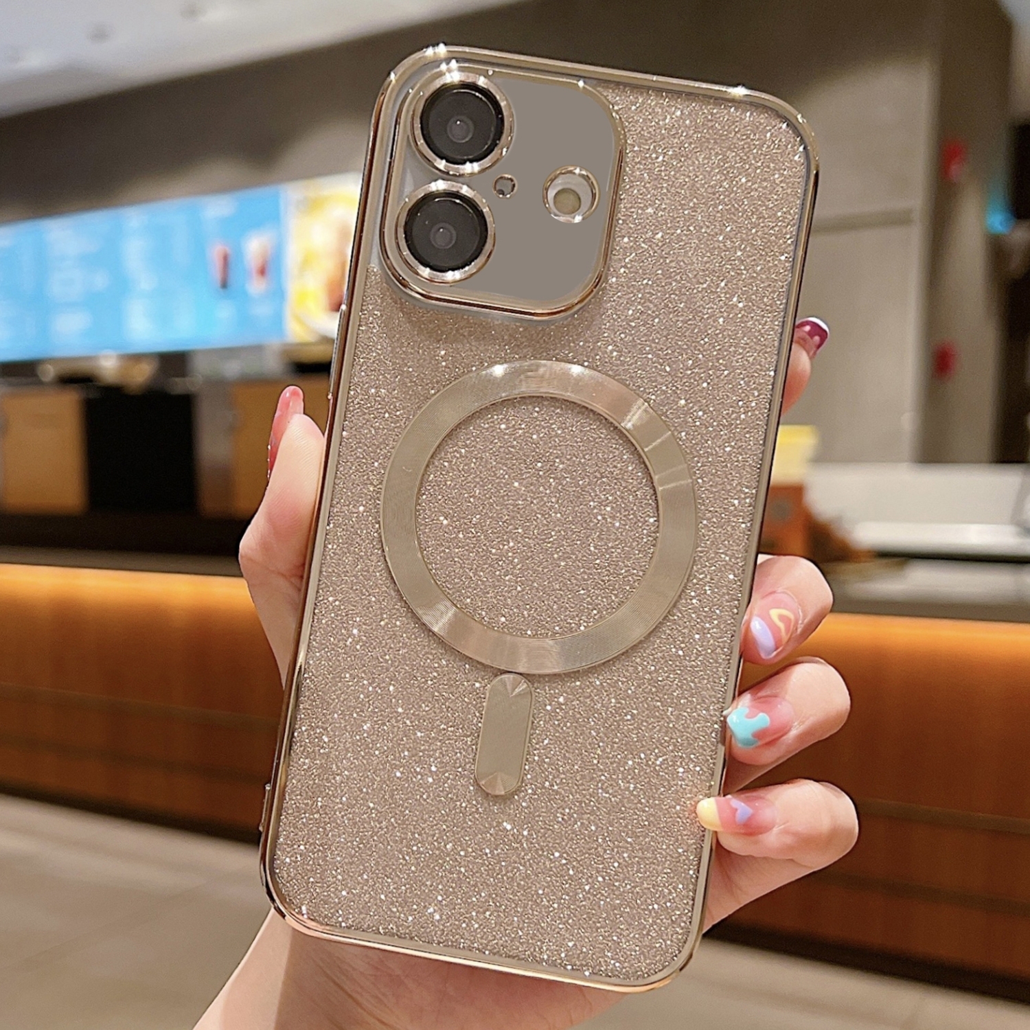 For iPhone 16 Glitter Electroplating MagSafe TPU Phone Case(Gold) - Shopkiz.com