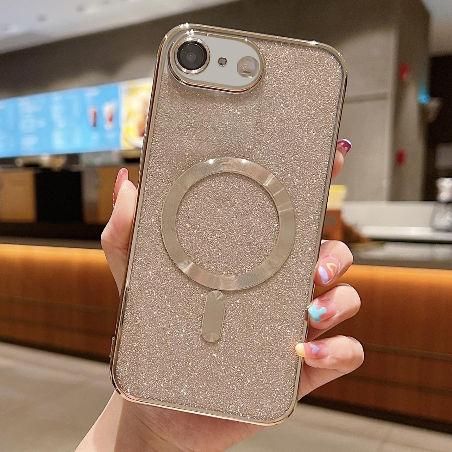 For iPhone 17e / 16e Glitter Electroplating MagSafe TPU Phone Case(Gold) - Shopkiz.com