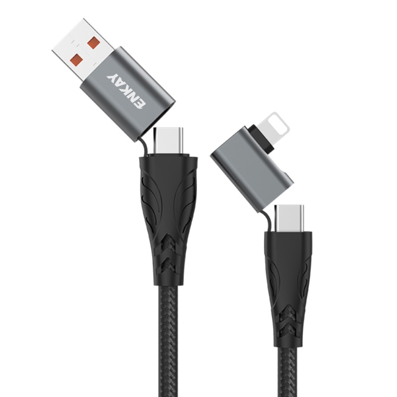 ENKAY PD100W 4-in-1 USB-A / Type-C to Type-C / 8 Pin Multifunction Fast Charging Cable with E-Marker, Cable Length:2m - Shopkiz.com