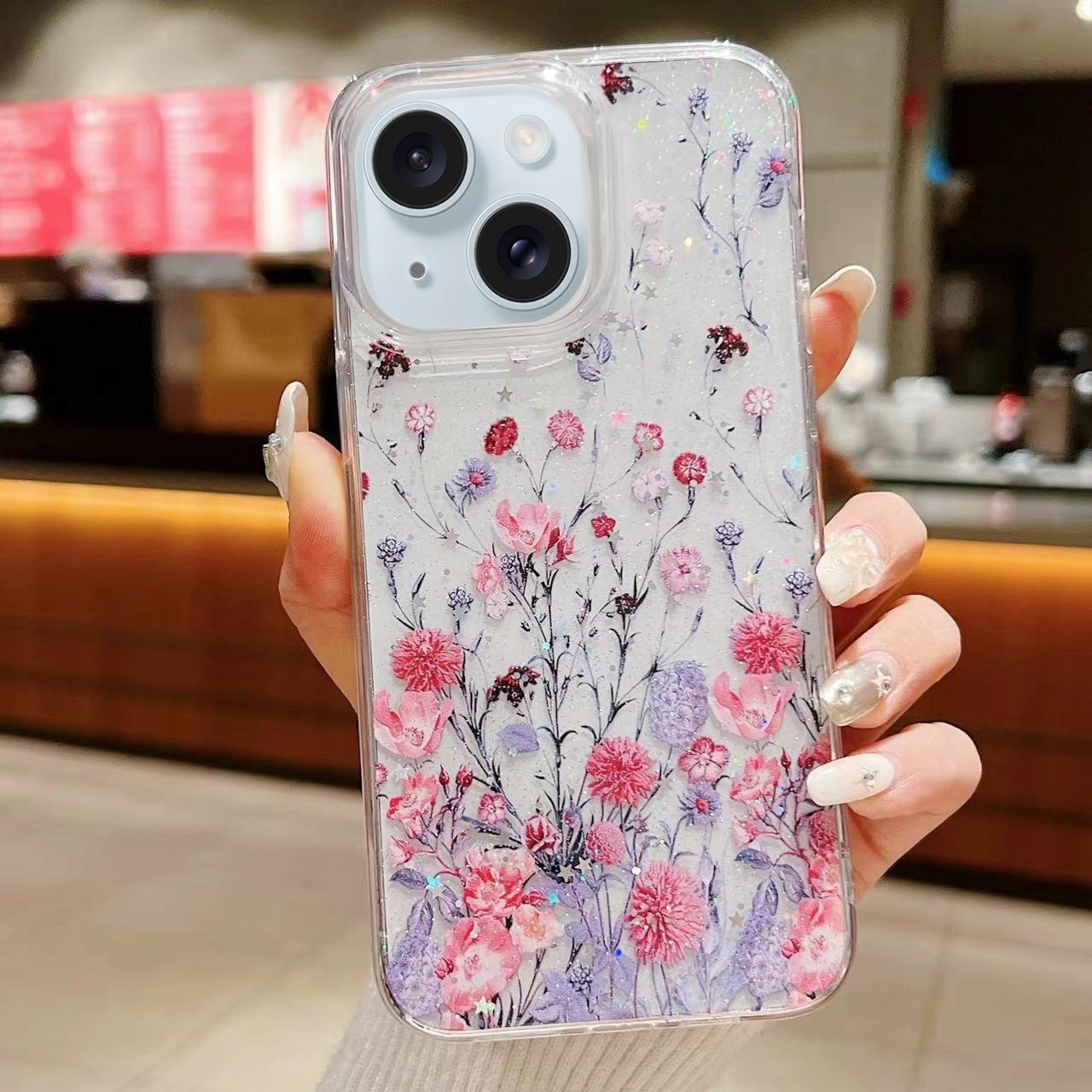 For iPhone 15 Spring Garden Epoxy TPU Phone Case(F02 Spring Garden) - Shopkiz.com