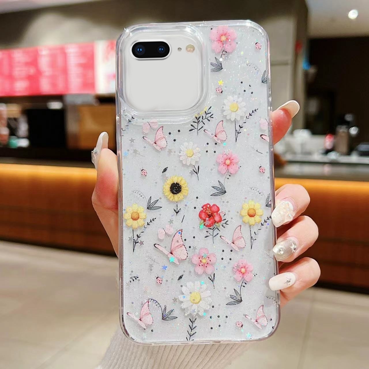 For iPhone 7 Plus / 8 Plus Spring Garden Epoxy TPU Phone Case(F01 Love of Butterfly) - Shopkiz.com