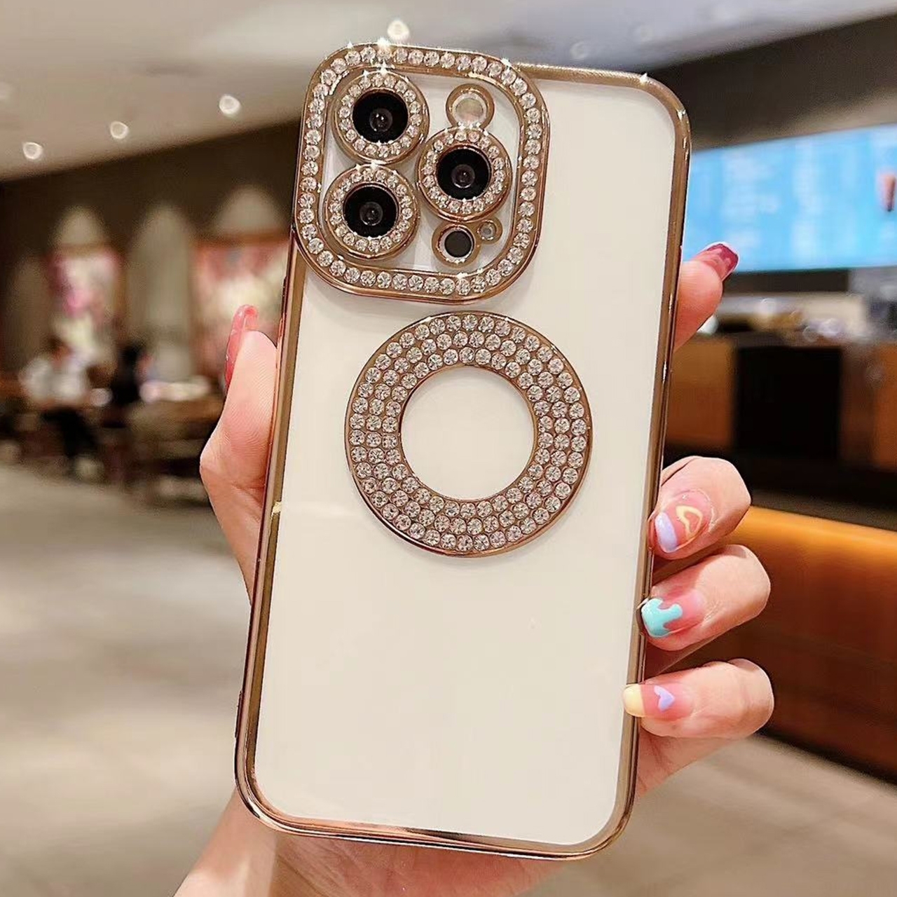 For iPhone 15 Pro Max Electroplated Diamond TPU Phone Case(Gold) - Shopkiz.com