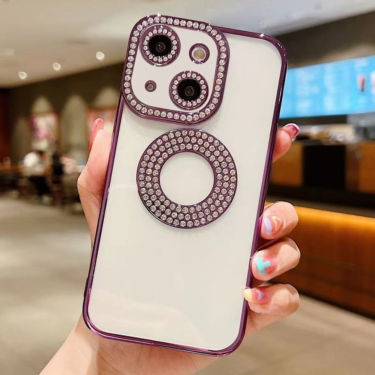 For iPhone 15 Electroplated Diamond TPU Phone Case(Purple) - Shopkiz.com