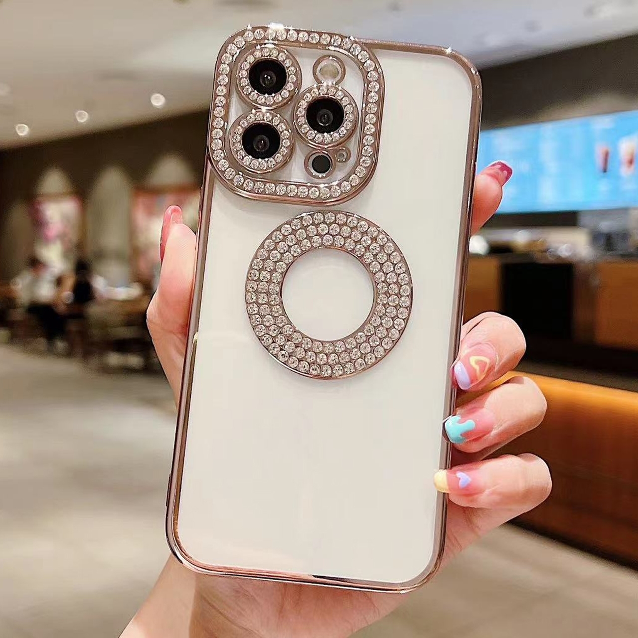 For iPhone 14 Pro Max Electroplated Diamond TPU Phone Case(Rose Gold) - Shopkiz.com