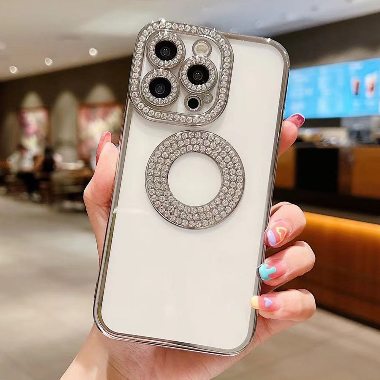 For iPhone 14 Pro Max Electroplated Diamond TPU Phone Case(Silver) - Shopkiz.com