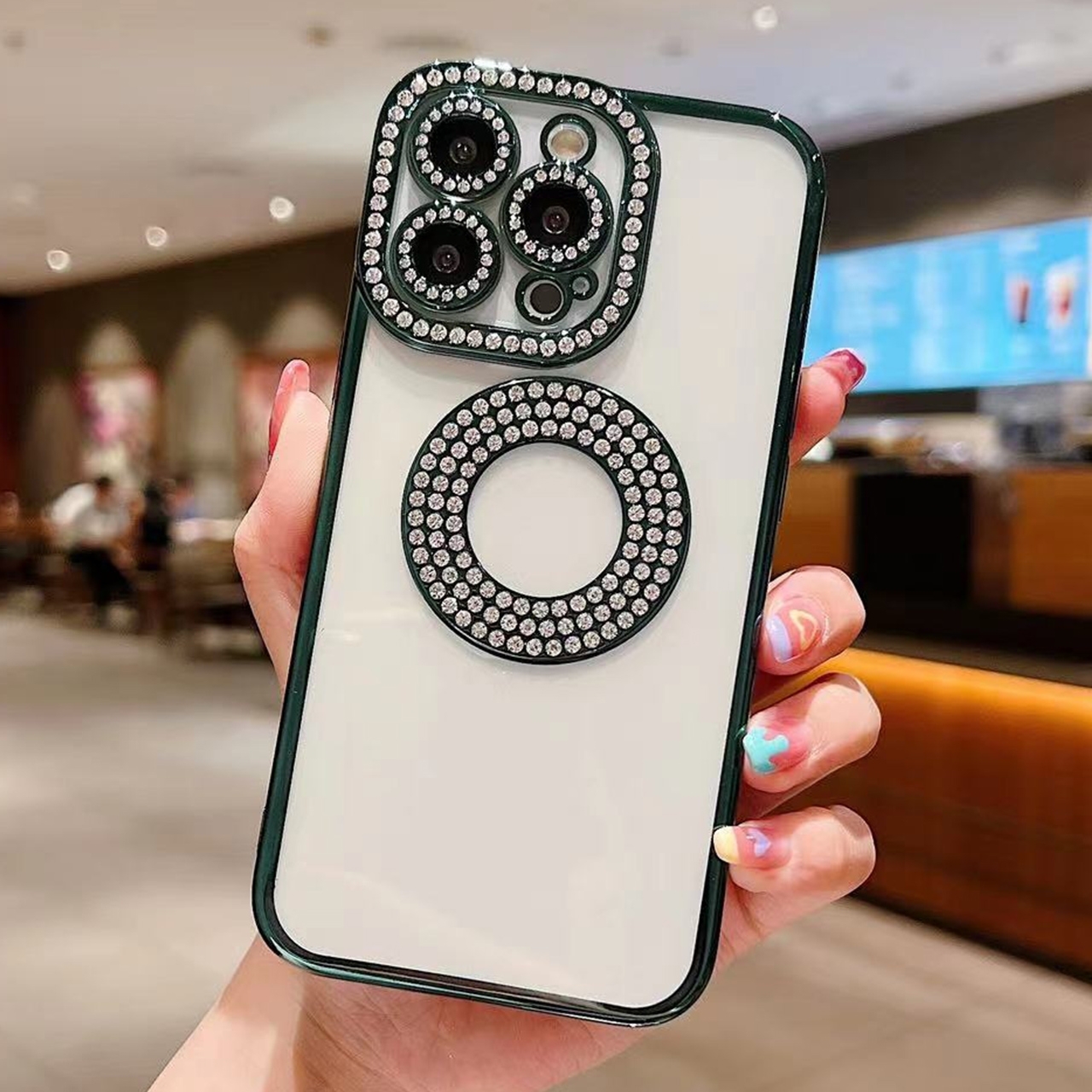 For iPhone 14 Pro Max Electroplated Diamond TPU Phone Case(Green) - Shopkiz.com