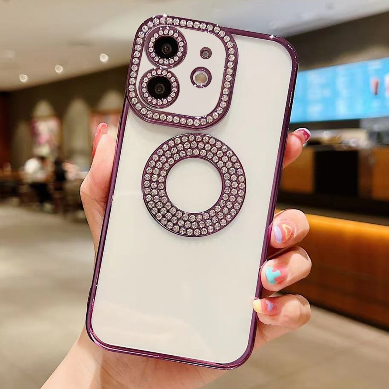 For iPhone 11 Electroplated Diamond TPU Phone Case(Purple) - Shopkiz.com