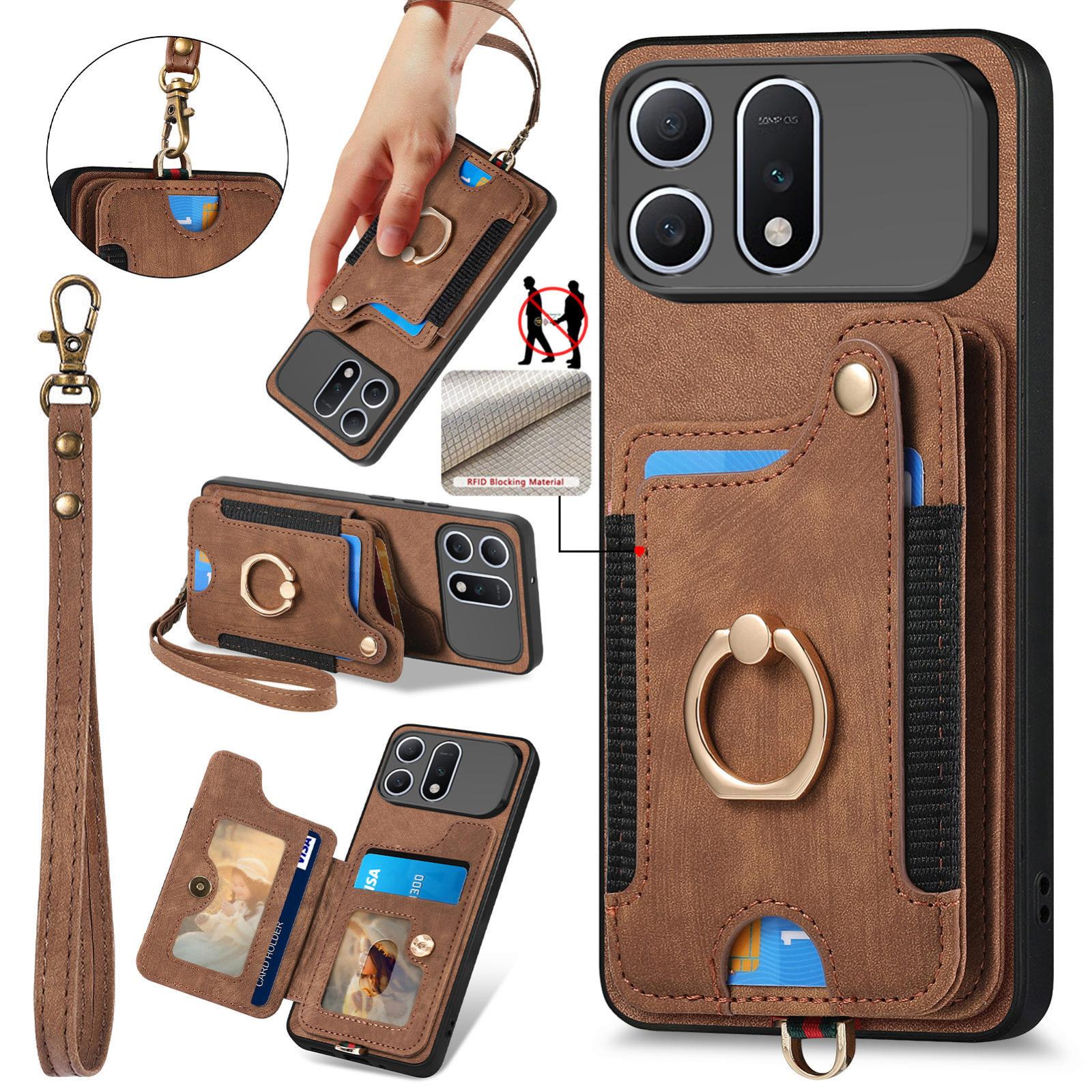 For Honor Win Turbo 5G Retro Skin-feel Ring Multi-card RFID Wallet Phone Case(Brown) - Shopkiz.com