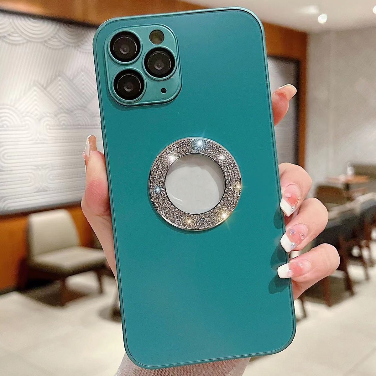For iPhone 11 Pro Diamond Frosted Glass PC Phone Case(Green) - Shopkiz.com