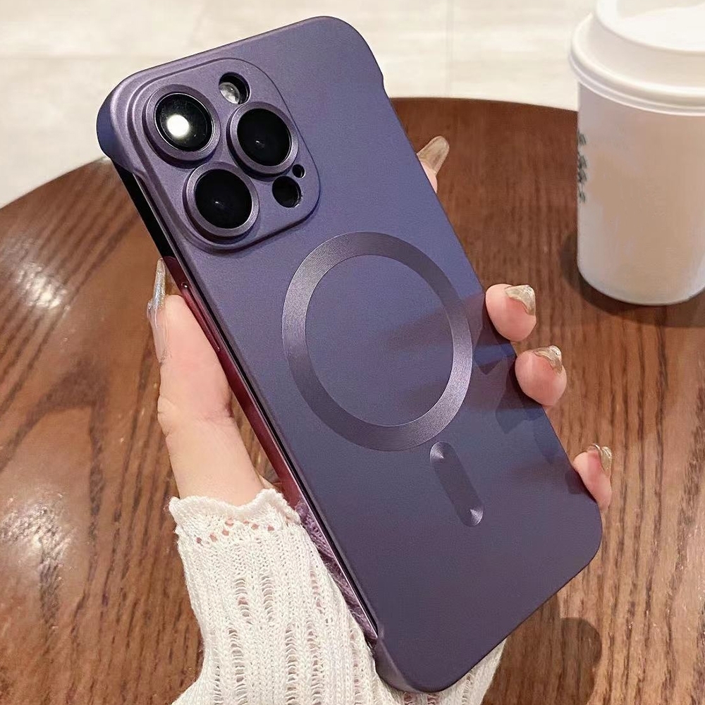 For iPhone 15 Pro Max Frameless MagSafe PC Phone Case(Purple) - Shopkiz.com