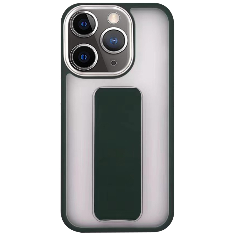 For iPhone 11 Pro Max Skin-Feel Plating Wrist Strap Stand Phone Case(Green) - Shopkiz.com