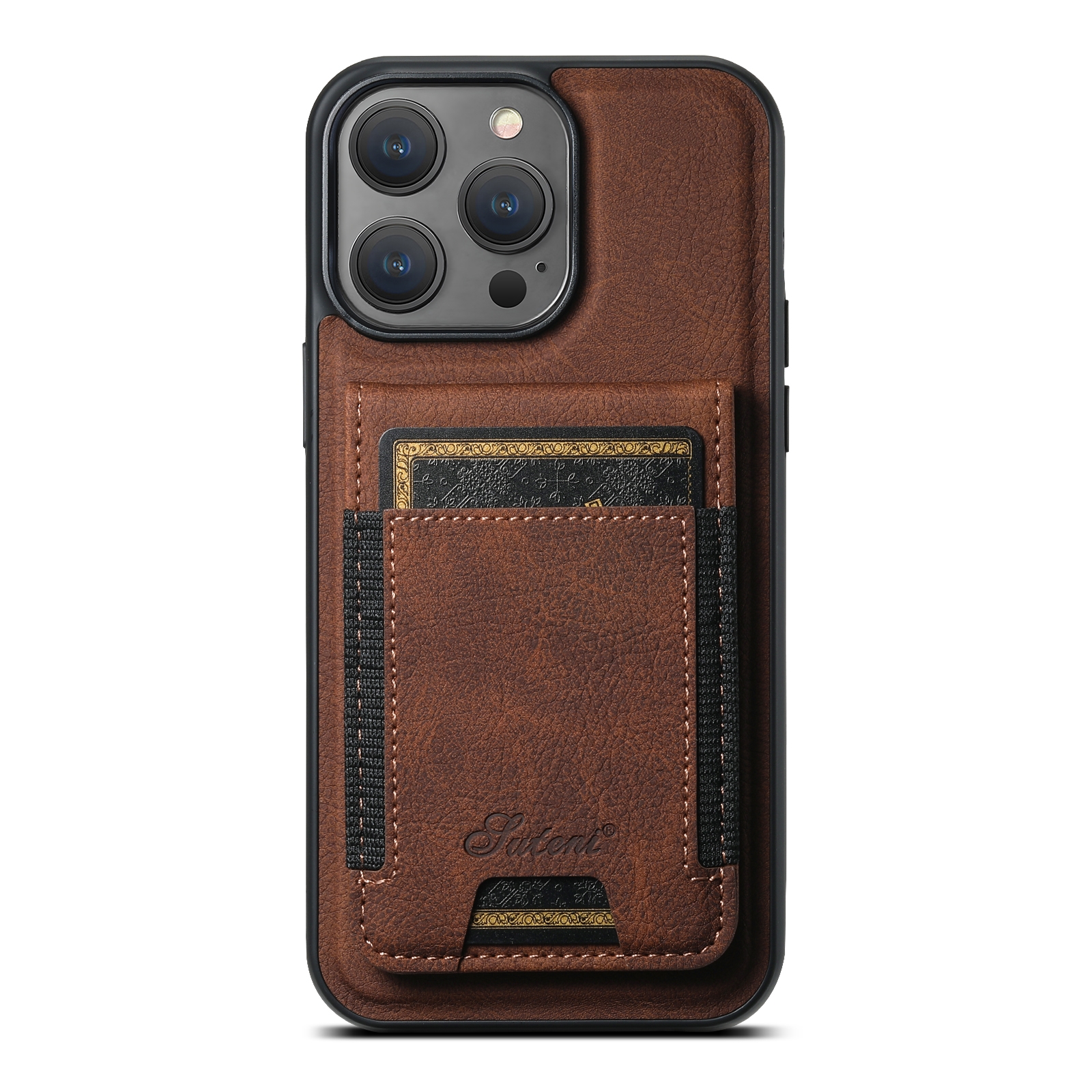 For iPhone 15 Pro Max Suteni H17 Litchi Texture Leather MagSafe Detachable Wallet Phone Case(Brown) - Shopkiz.com