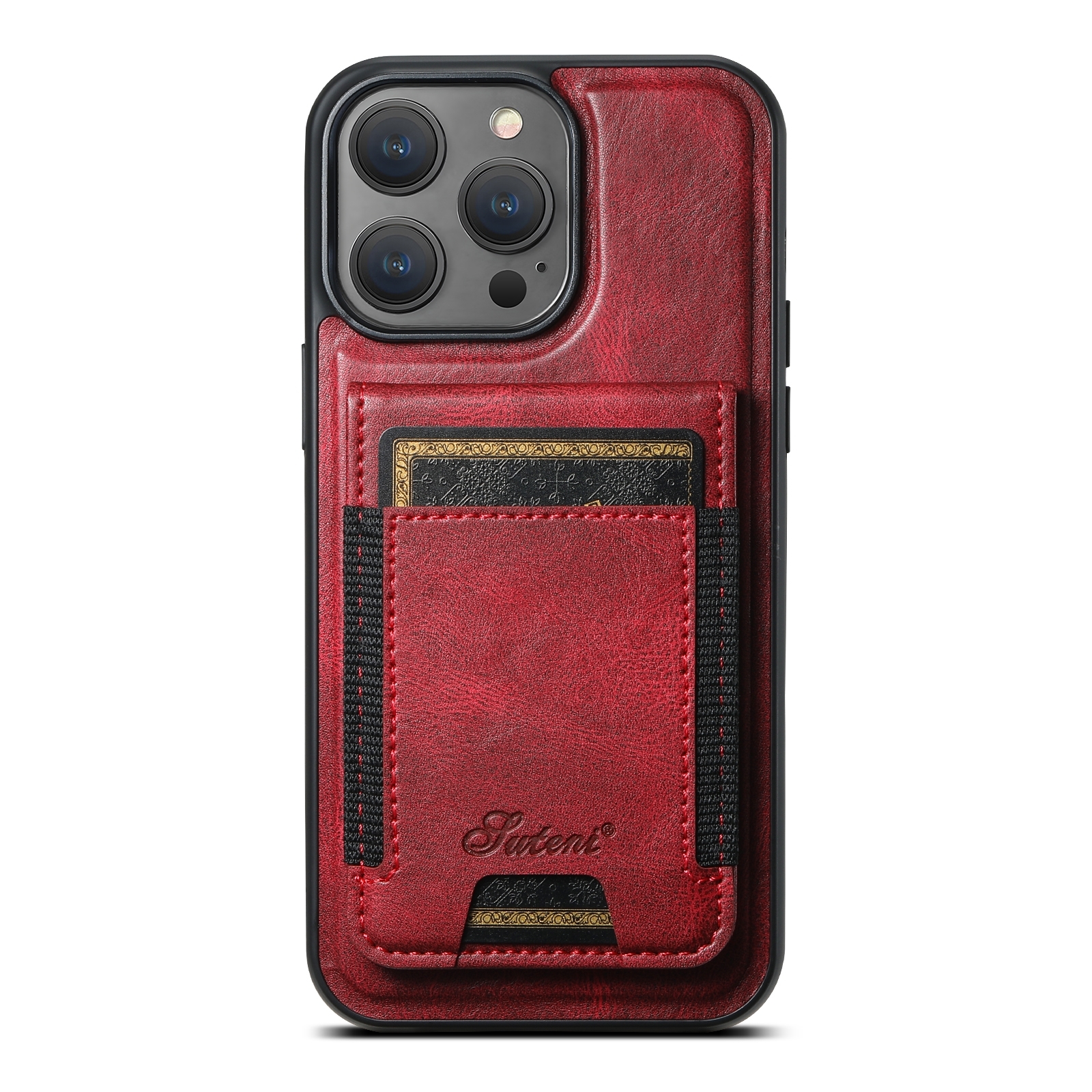 For iPhone 15 Pro Suteni H17 Oil Eax Leather MagSafe Detachable Wallet Phone Case(Red) - Shopkiz.com