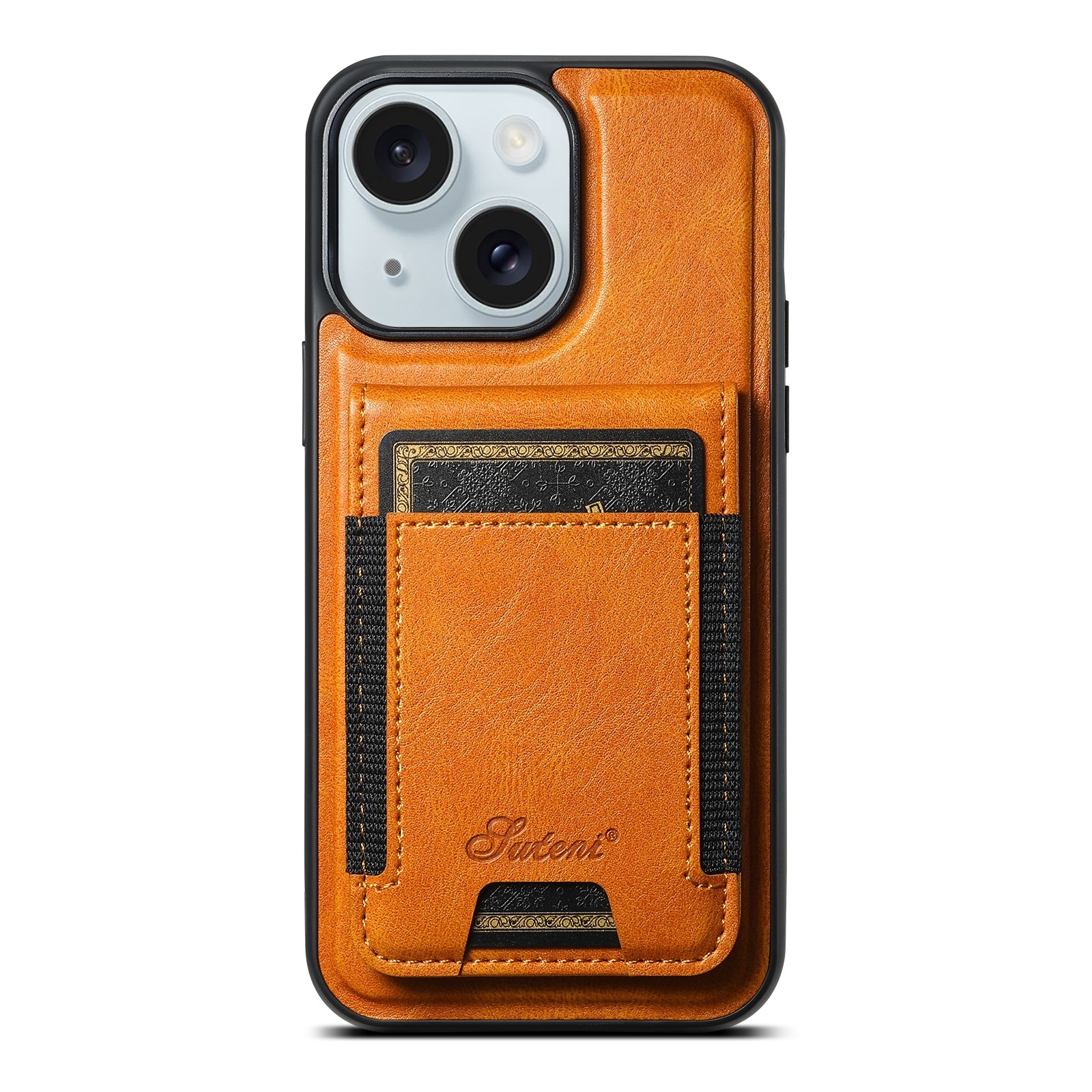 For iPhone 15 Suteni H17 Oil Eax Leather MagSafe Detachable Wallet Phone Case(Khaki) - Shopkiz.com