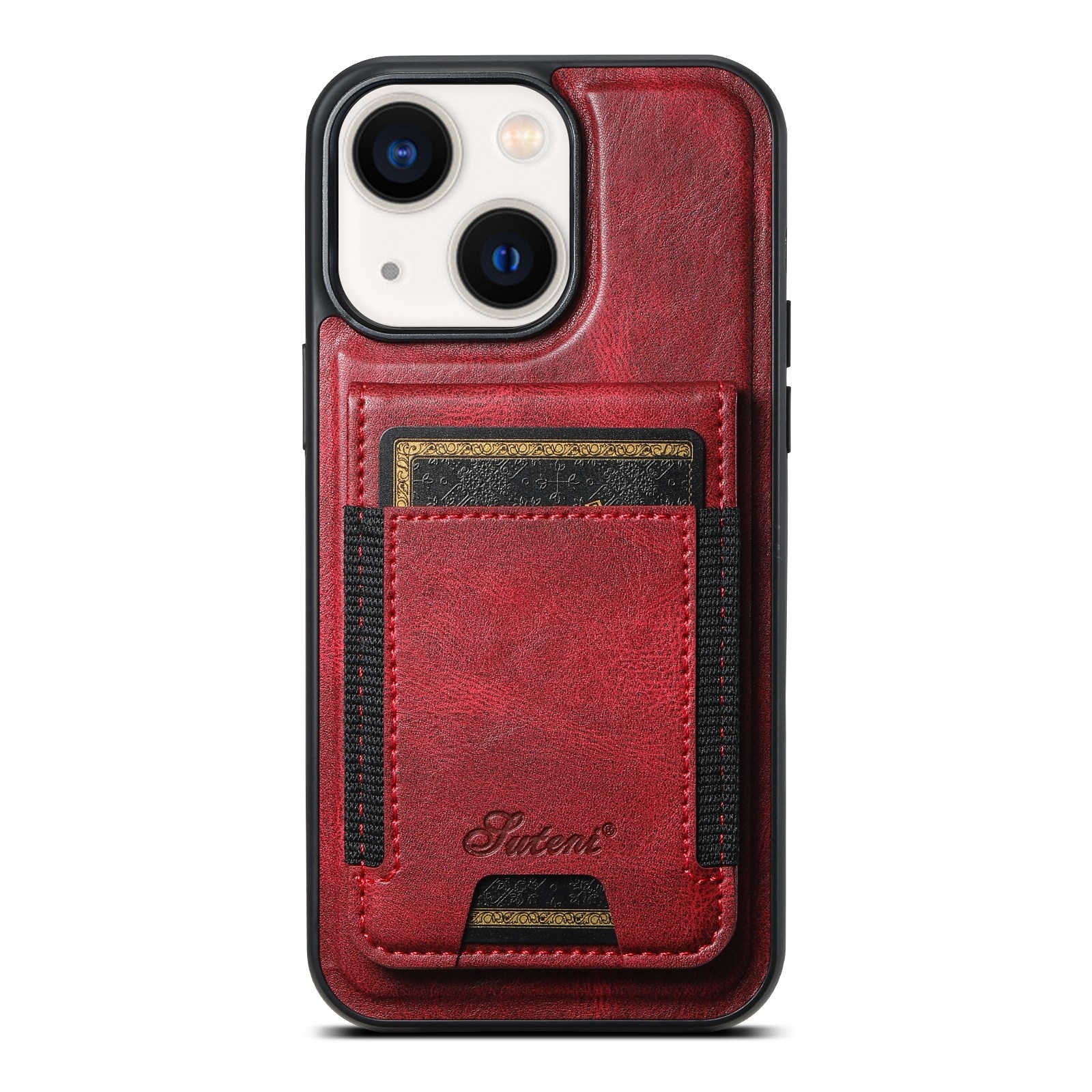 For iPhone 14 Plus Suteni H17 Oil Eax Leather MagSafe Detachable Wallet Phone Case(Red) - Shopkiz.com