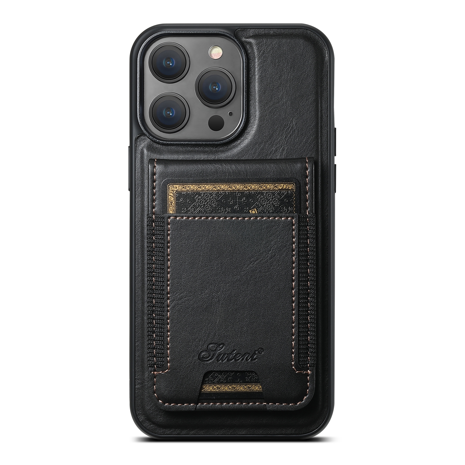 For iPhone 13 Pro Max Suteni H17 Oil Eax Leather MagSafe Detachable Wallet Phone Case(Black) - Shopkiz.com