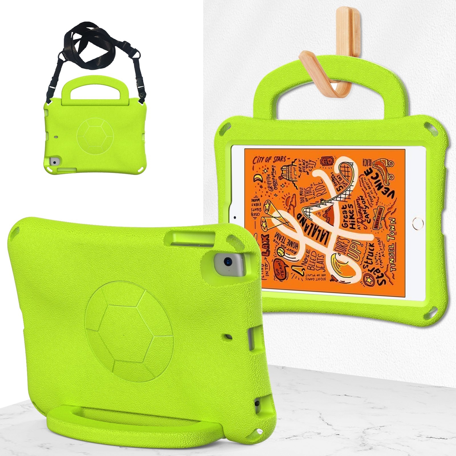 For iPad mini 5 / 4 / 3 /2 / 1 Handle Football Shaped EVA Shockproof Tablet Case(Grass Green) - Shopkiz.com