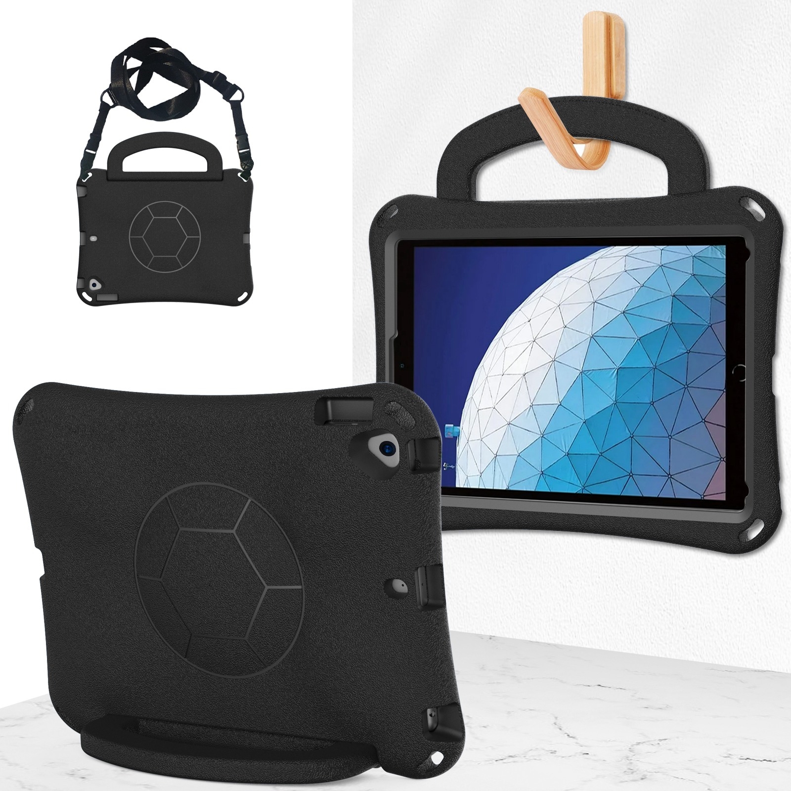 For iPad Air 3 10.5 2019 / Pro 10.5 Handle Football Shaped EVA Shockproof Tablet Case(Black) - Shopkiz.com