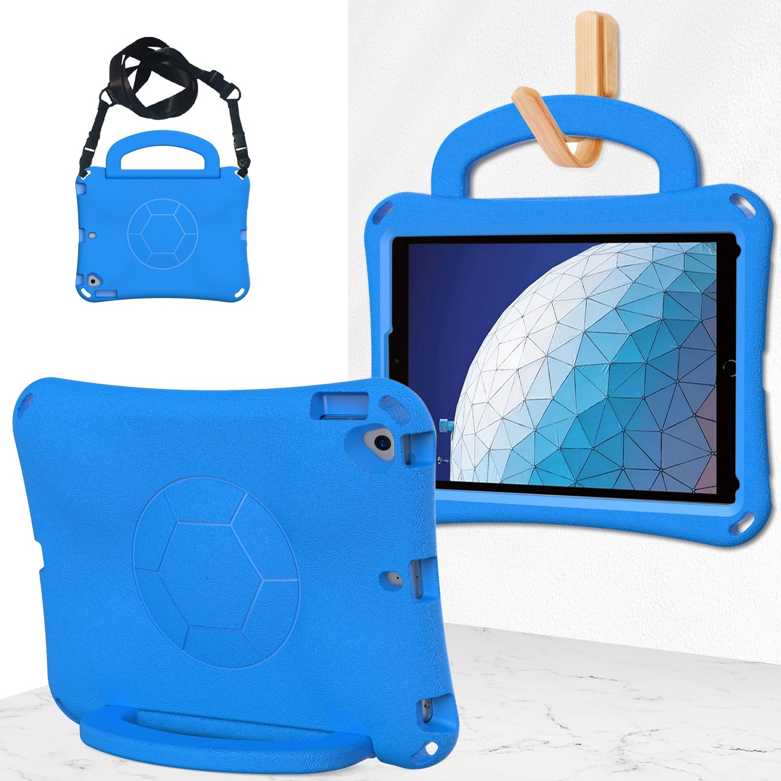 For iPad Air 3 10.5 2019 / Pro 10.5 Handle Football Shaped EVA Shockproof Tablet Case(Blue) - Shopkiz.com