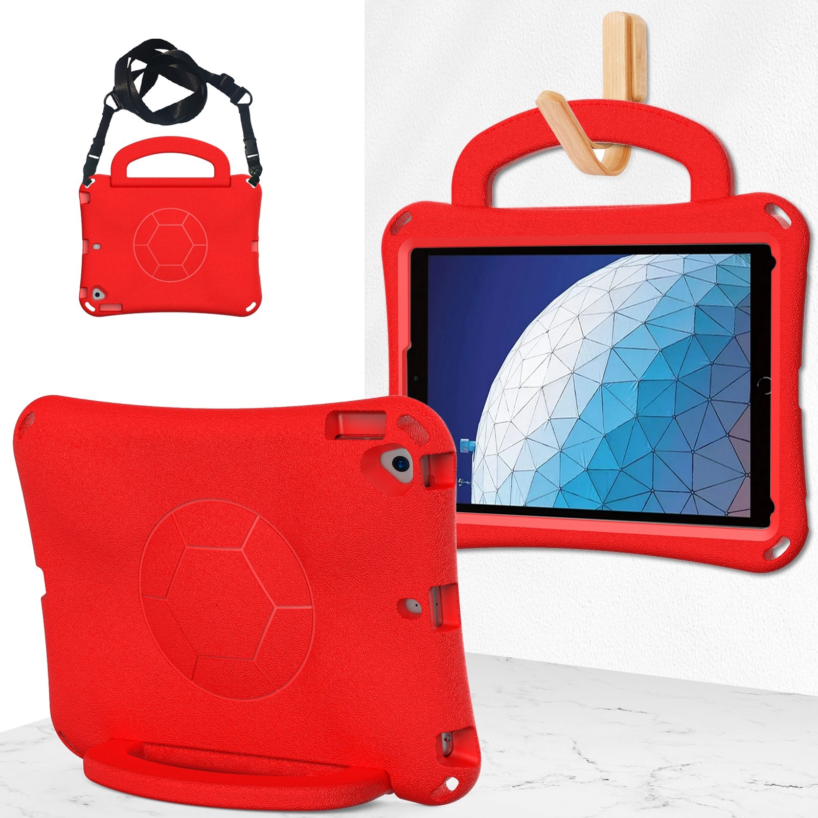 For iPad Air 3 10.5 2019 / Pro 10.5 Handle Football Shaped EVA Shockproof Tablet Case(Red) - Shopkiz.com