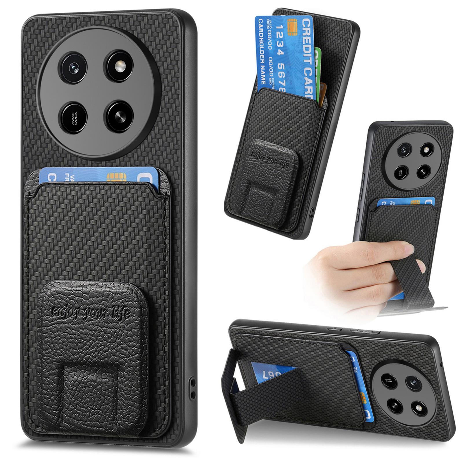 For Honor X80 Pro Max 5G Carbon Fiber Card Bag Fold Stand Phone Case(Black) - Shopkiz.com