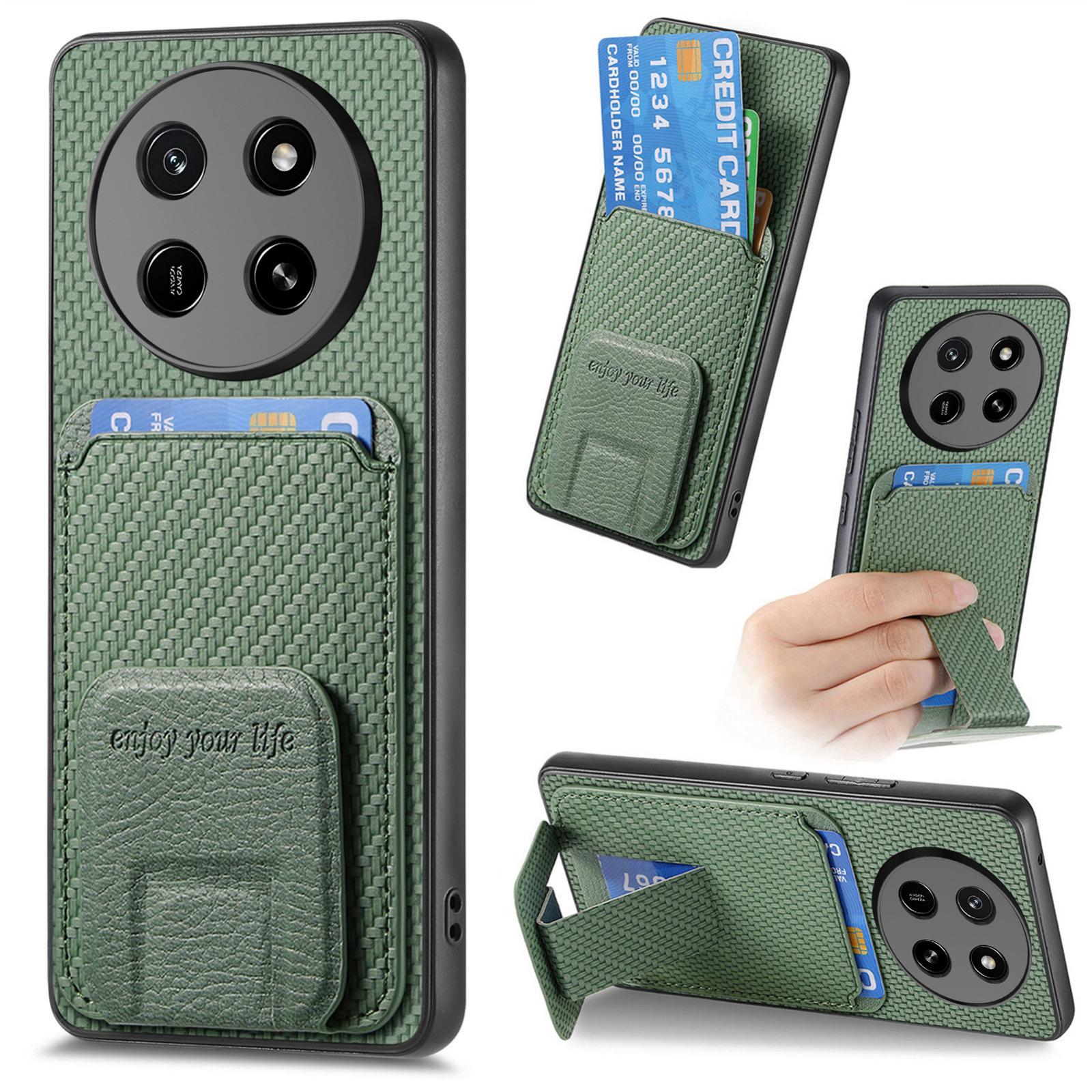 For Honor X80 Pro Max 5G Carbon Fiber Card Bag Fold Stand Phone Case(Green) - Shopkiz.com