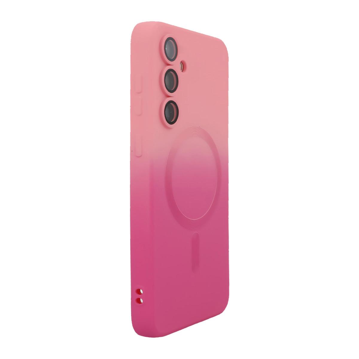 For Galaxy A18 4G / 5G ENKAY Hat-Prince MagSafe Rainbow Gradient Silicone Phone Case with Lens Film(Pink Rose) - Shopkiz.com