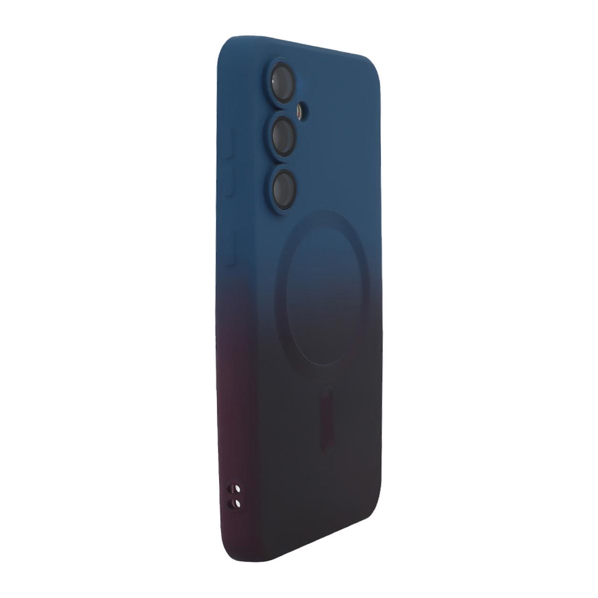 For Galaxy A18 4G / 5G ENKAY Hat-Prince MagSafe Rainbow Gradient Silicone Phone Case with Lens Film(Dark Blue) - Shopkiz.com