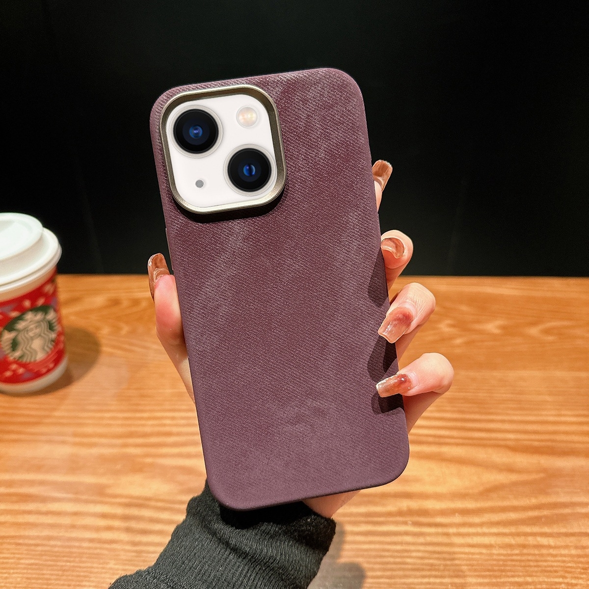For iPhone 14 Plus Vintage Denim Shockproof Magsafe Phone Case(Purple) - Shopkiz.com