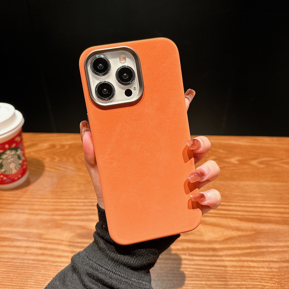 For iPhone 15 Pro Vintage Denim Shockproof Magsafe Phone Case(Orange) - Shopkiz.com