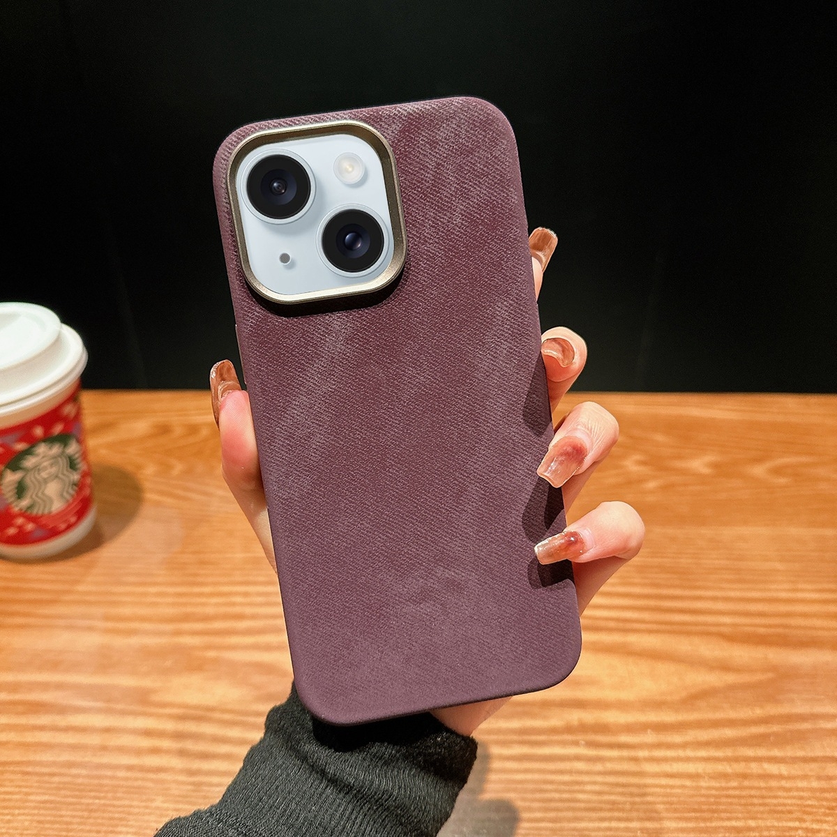 For iPhone 15 Plus Vintage Denim Shockproof Magsafe Phone Case(Purple) - Shopkiz.com