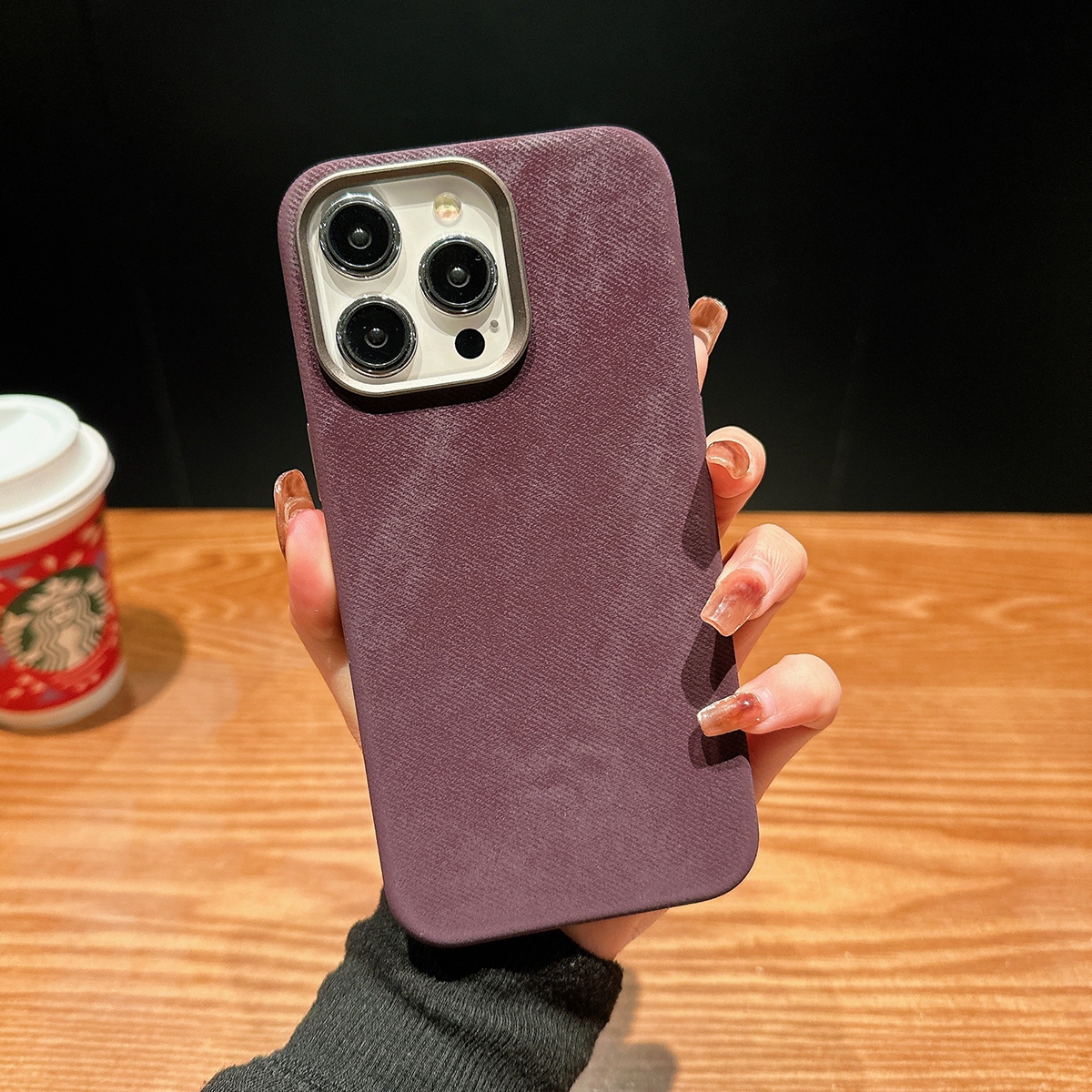 For iPhone 15 Pro Max Vintage Denim Shockproof Magsafe Phone Case(Purple) - Shopkiz.com