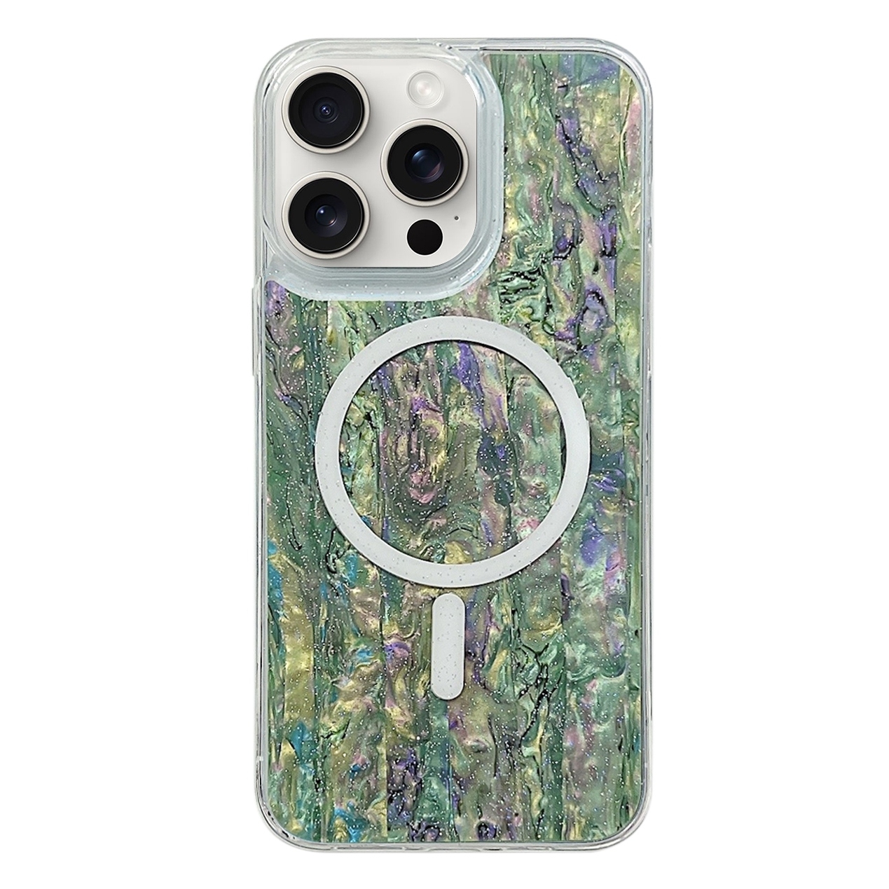 For iPhone 15 Pro Max Shell Texture Multicolor MagSafe TPU Phone Case(Sea Green) - Shopkiz.com