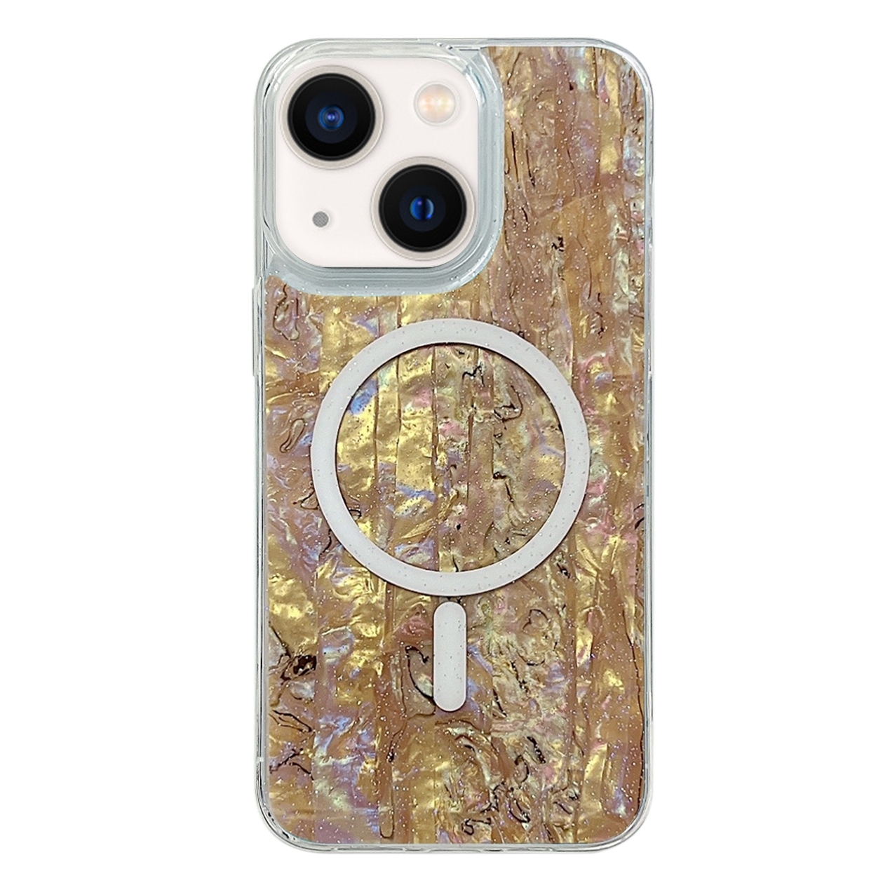 For iPhone 14 Plus Shell Texture Multicolor MagSafe TPU Phone Case(Coral) - Shopkiz.com