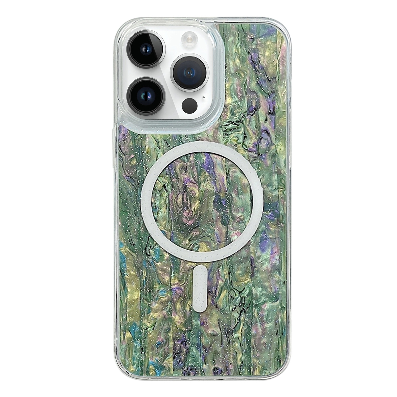 For iPhone 14 Pro Shell Texture Multicolor MagSafe TPU Phone Case(Sea Green) - Shopkiz.com