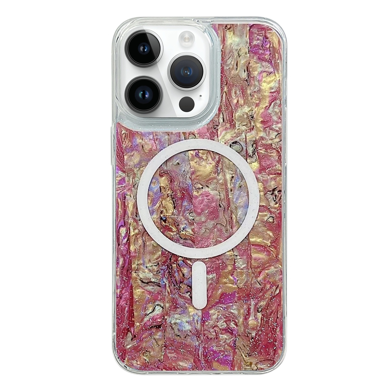 For iPhone 14 Pro Max Shell Texture Multicolor MagSafe TPU Phone Case(Roige) - Shopkiz.com