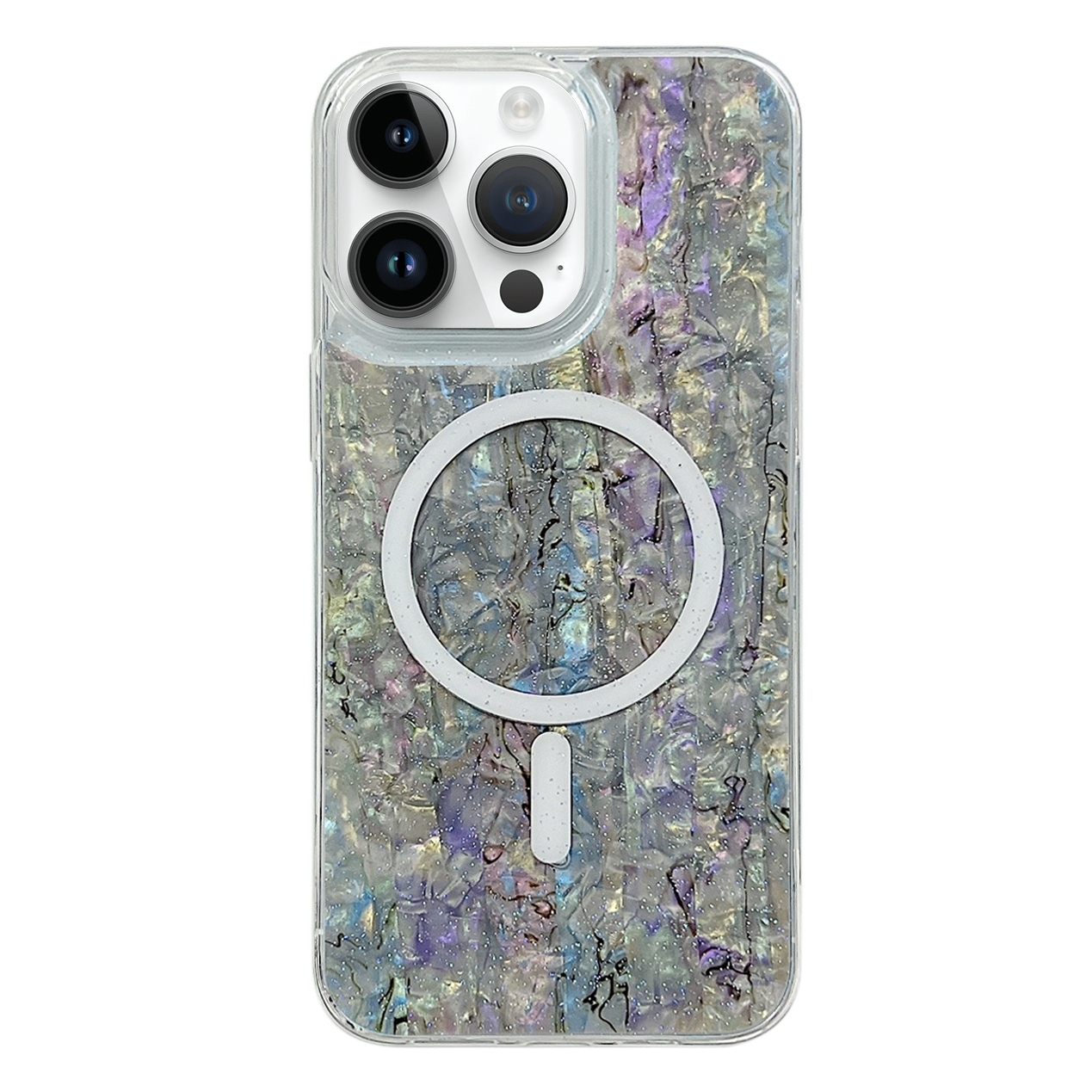 For iPhone 14 Pro Max Shell Texture Multicolor MagSafe TPU Phone Case(Silver Gray) - Shopkiz.com