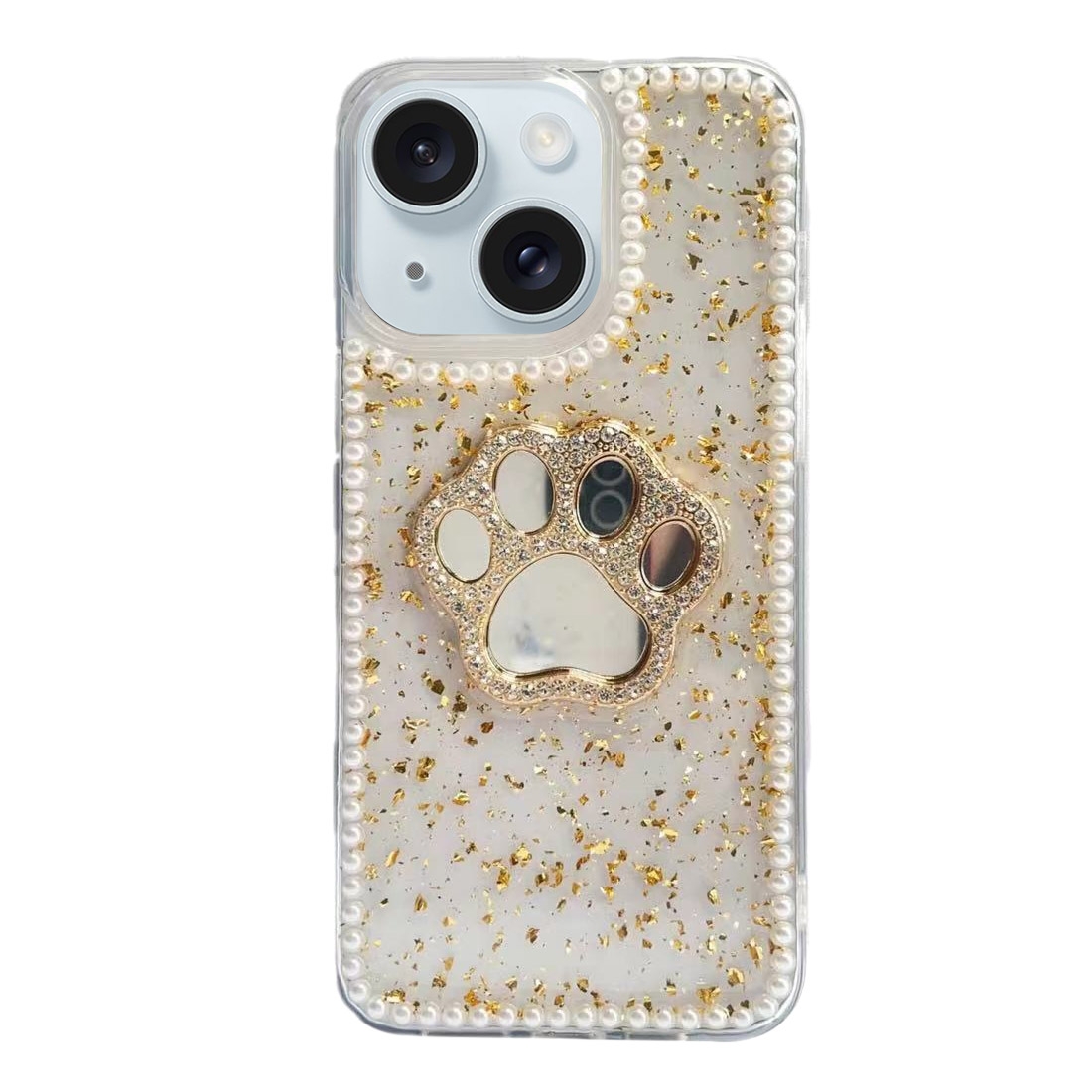 For iPhone 15 Cat Claw Mirror TPU Phone Case(Gold) - Shopkiz.com