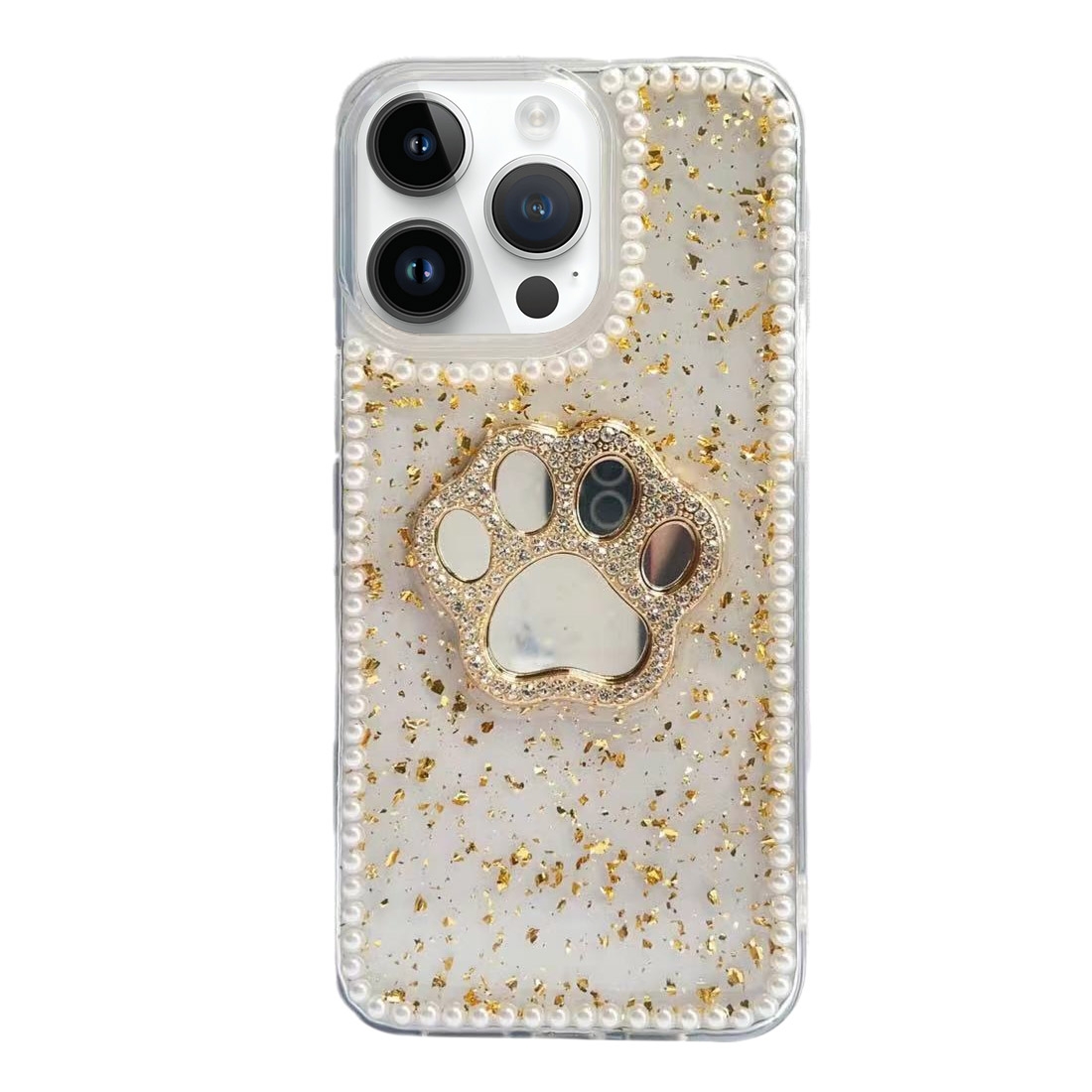For iPhone 14 Pro Cat Claw Mirror TPU Phone Case(Gold) - Shopkiz.com