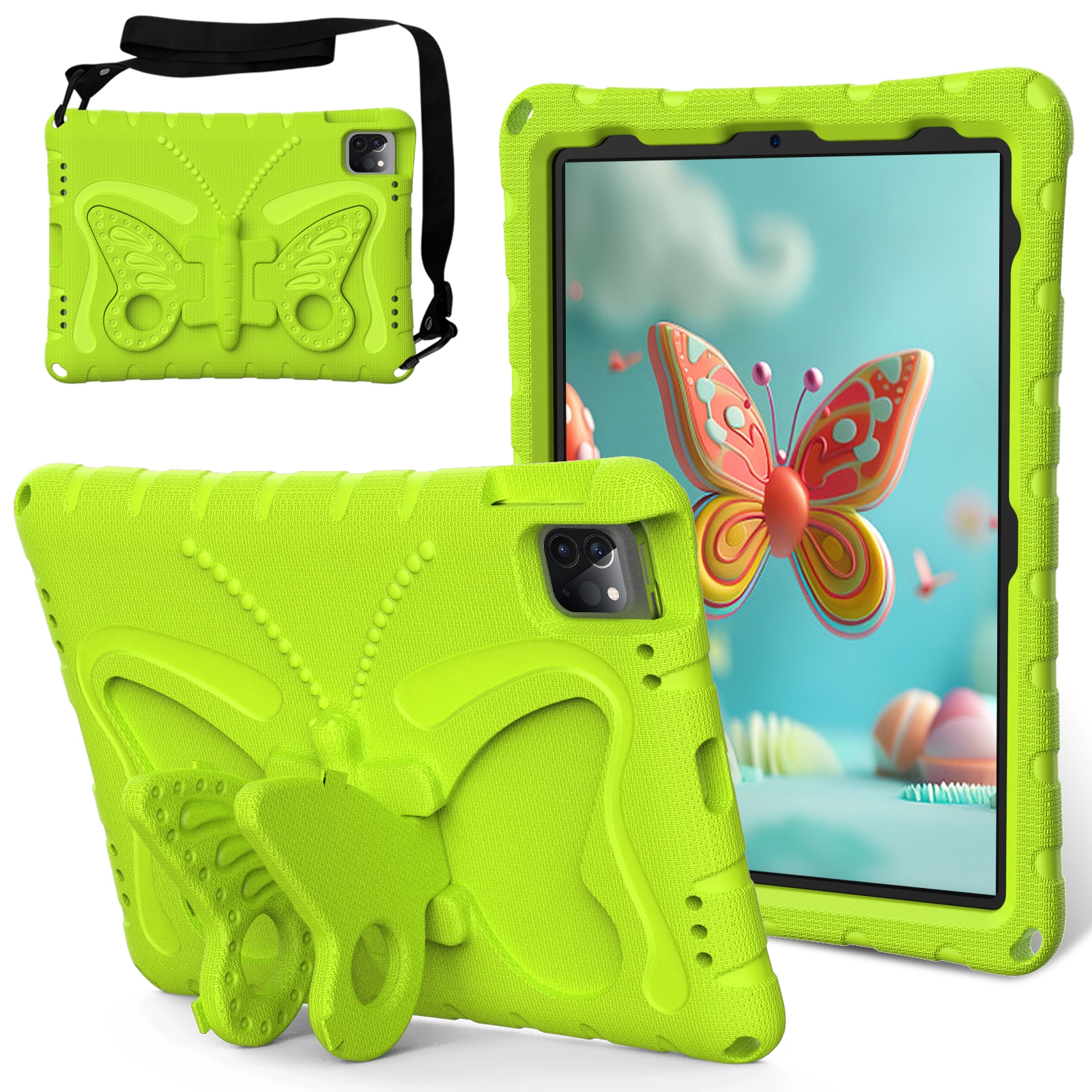 For iPad Pro 11 2022 / 2021 Butterfly Bracket EVA Shockproof Tablet Case(Grass Green) - Shopkiz.com