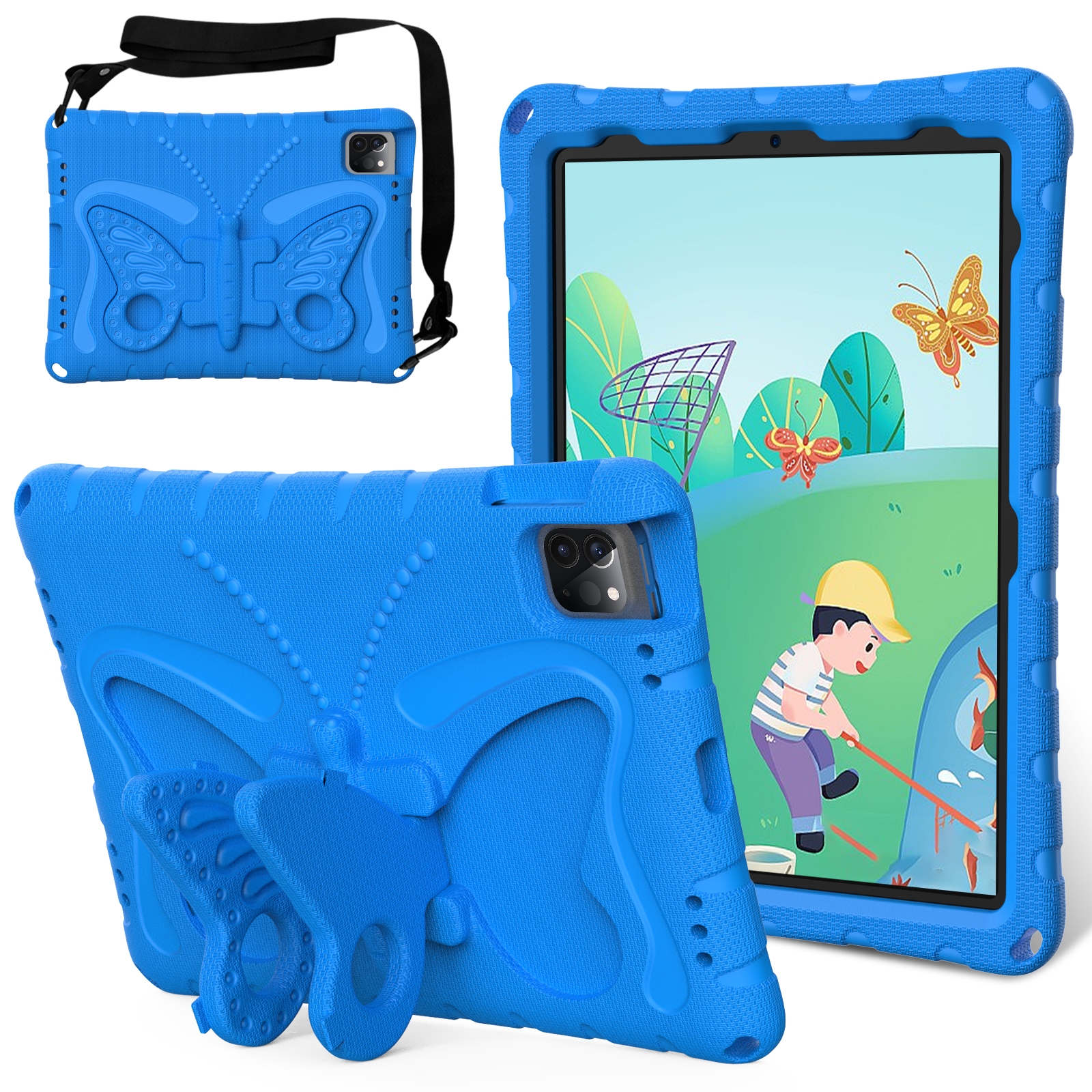 For iPad Pro 11 2025 / 2024 Butterfly Bracket EVA Shockproof Tablet Case(Blue) - Shopkiz.com